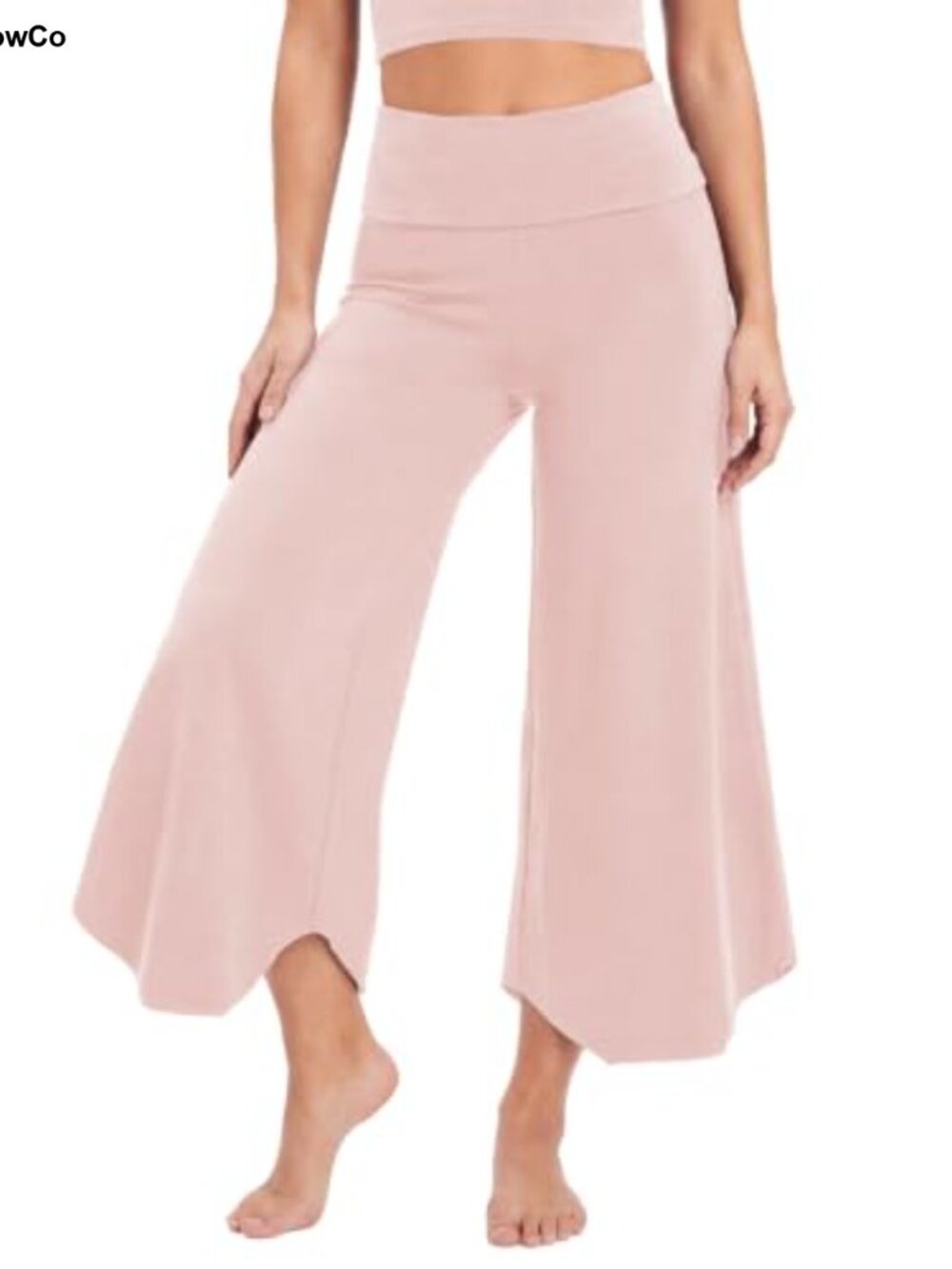 Womens Wide Leg Fleece Lined Yoga Pants High Waist Fold Over Brushed Pants
